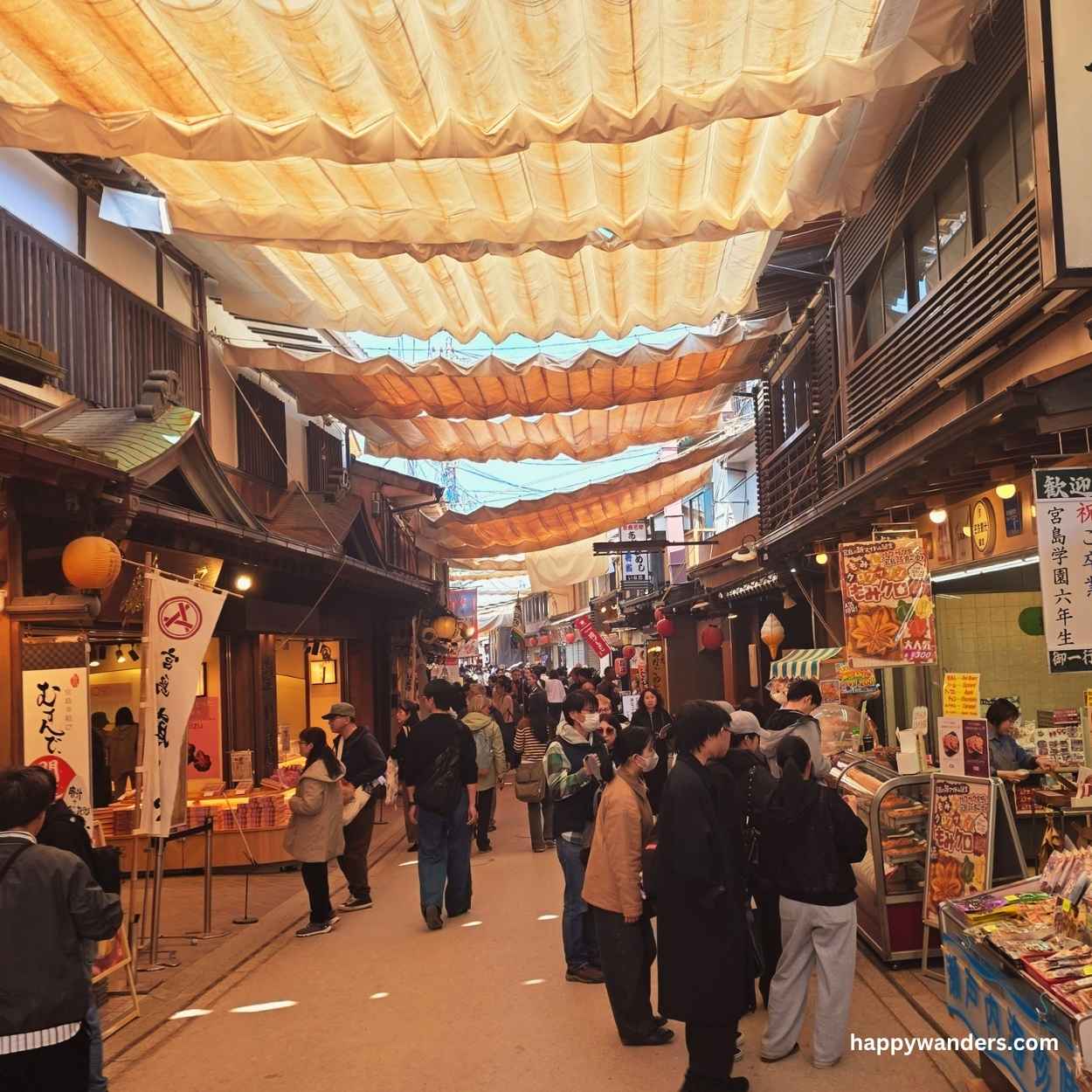 Omotesando Shopping Street in Miyajima, Japan